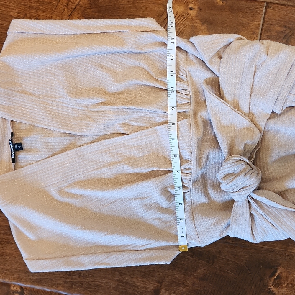 Express tie waist v-neck metallic tank - Picture 5 of 10